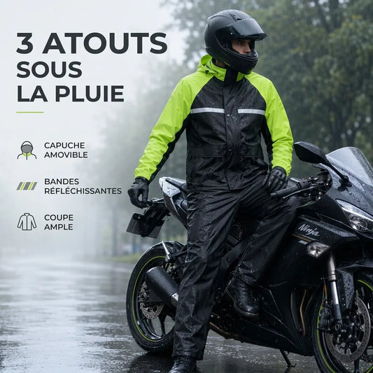 Reflective Motorcycle Rain Jacket and Pants Set