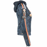 Blouson cuir moto femme style vintage | LEGENDARY 58™ Bleu - LE PRATIQUE DU MOTARD