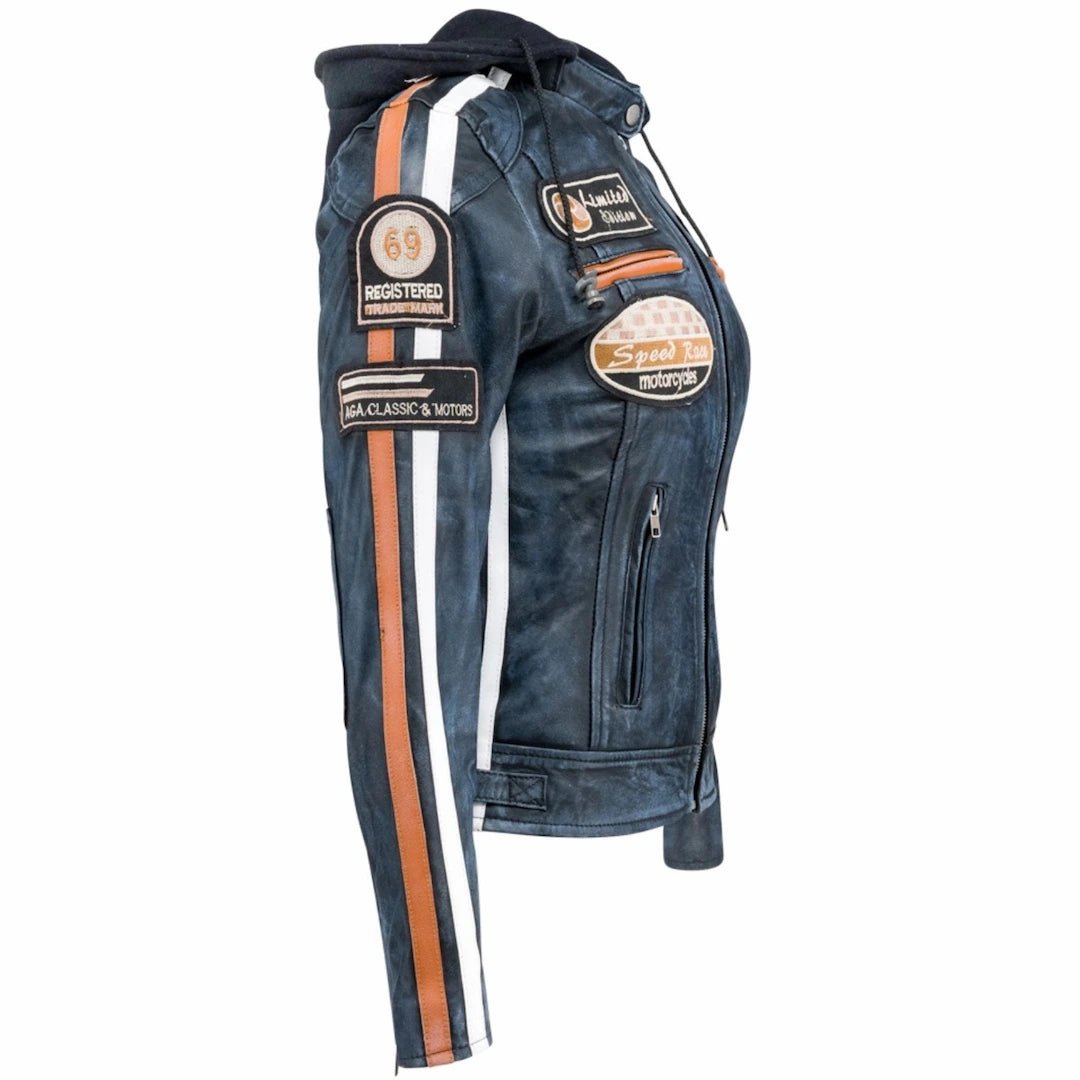 Blouson cuir moto femme style vintage | LEGENDARY 58™ Denim — Les détails
