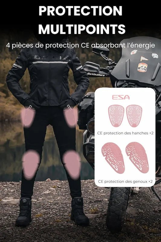 Pantalon Moto Femme Kevlar & Imperméable | RIDERIA™ - LE PRATIQUE DU MOTARD