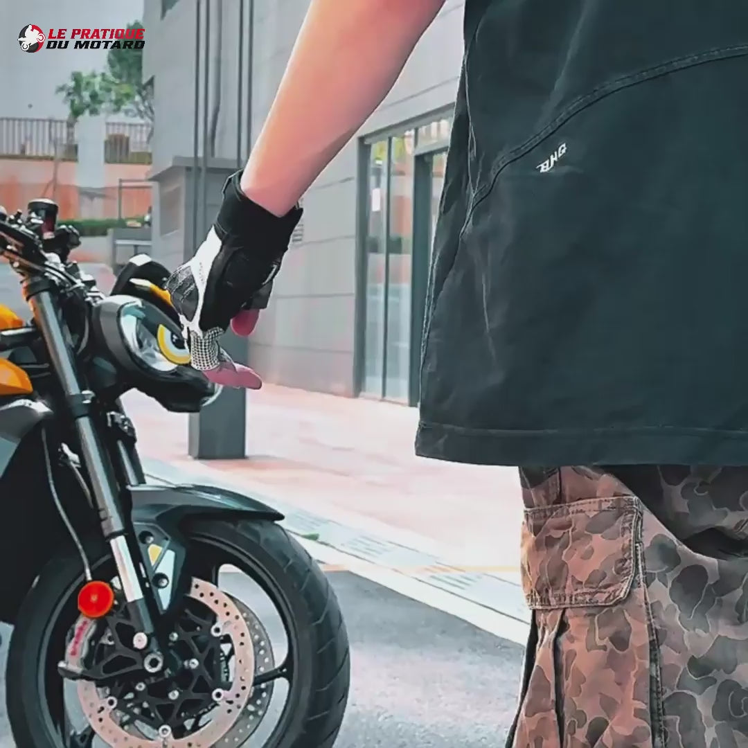 Motorcycle Gloves Leather Mittens | 3D Carbon Shell &amp; Pro Grip