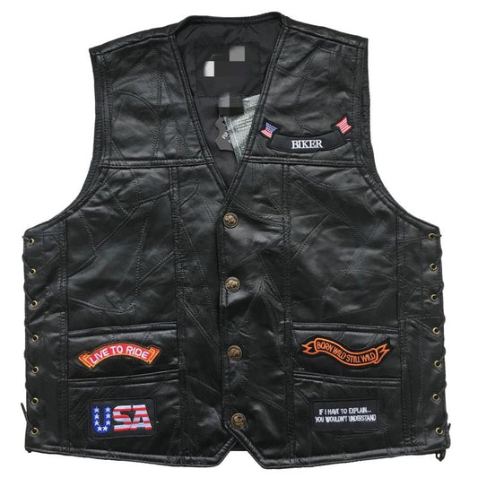 Gilet cuir biker Live to ride - LE PRATIQUE DU MOTARD