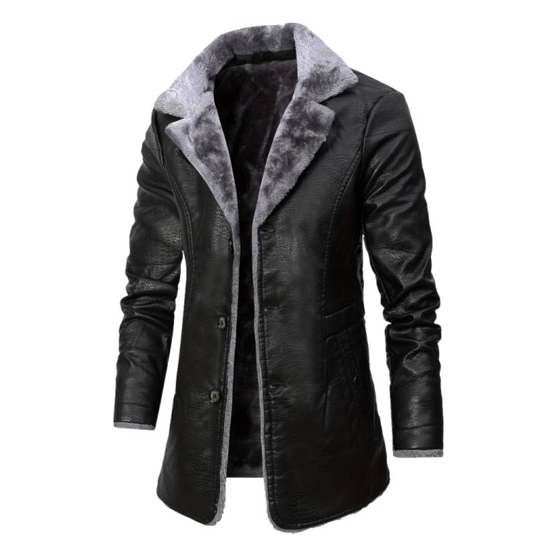 Manteau homme col fourrure- Noir - LE PRATIQUE DU MOTARD