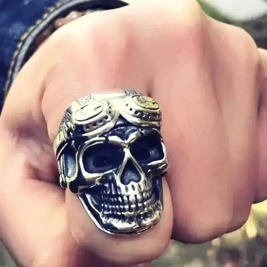 Bague motard - Tête de mort (Argent) - LE PRATIQUE DU MOTARD