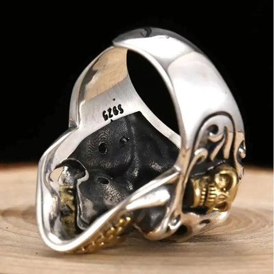 Bague motard tête de mort égyptienne (Argent) - LE PRATIQUE DU MOTARD