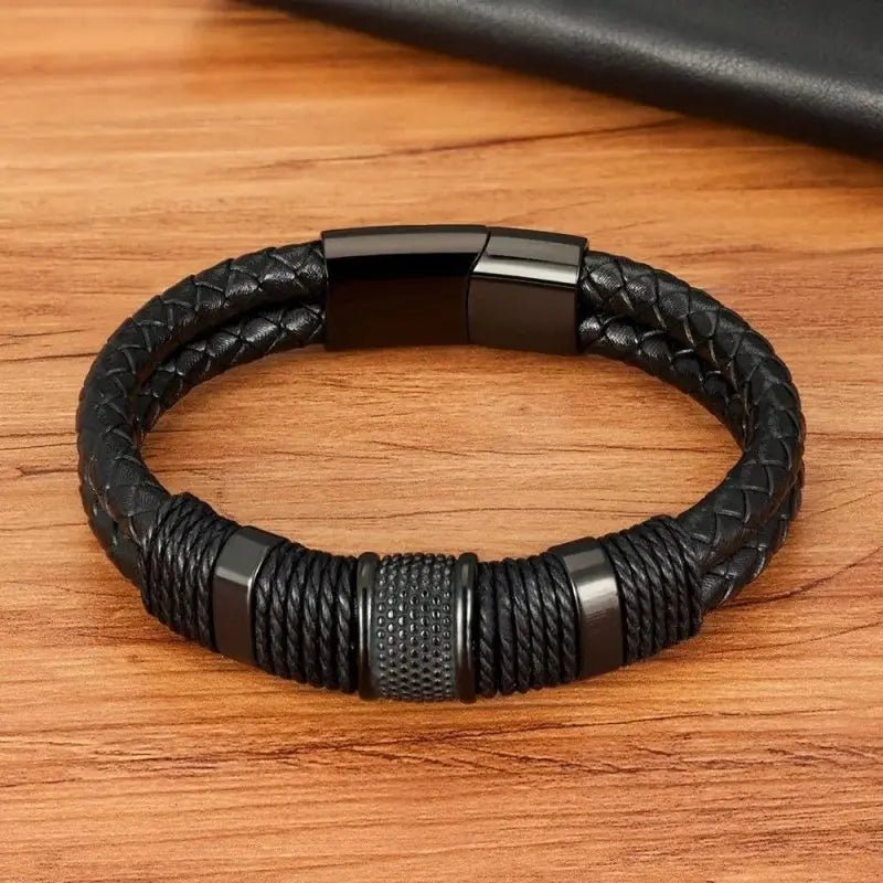 Bracelet moto cuir acier - LE PRATIQUE DU MOTARD