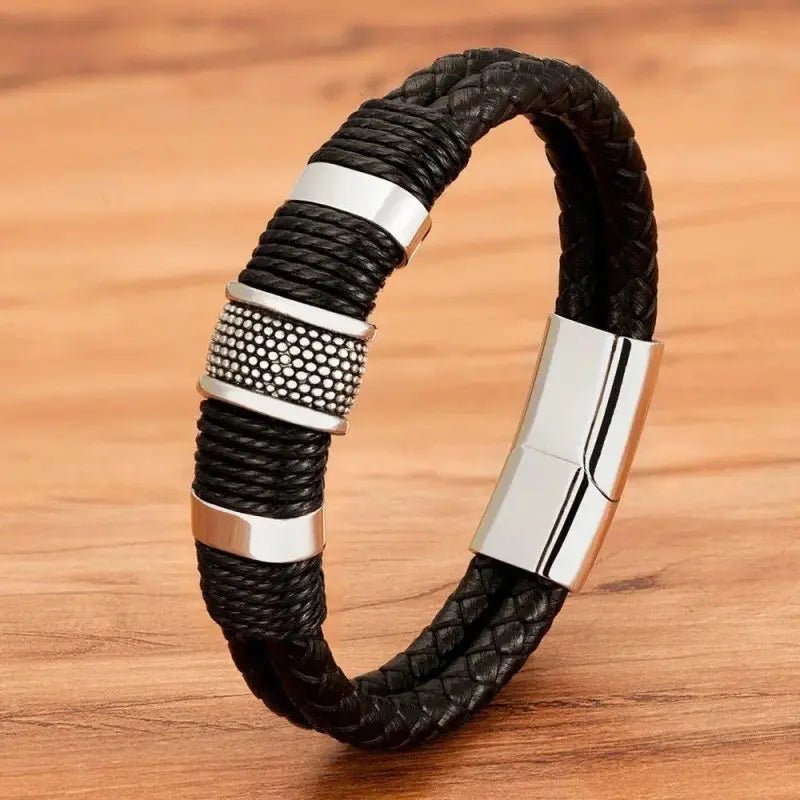 Bracelet moto cuir acier - LE PRATIQUE DU MOTARD