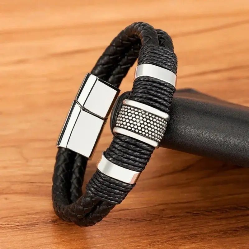 Bracelet moto cuir acier - LE PRATIQUE DU MOTARD