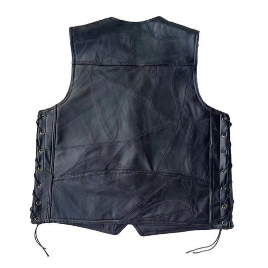 Gilet cuir biker lacet - LE PRATIQUE DU MOTARD