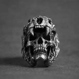 Bague motard - Tête de mort yeux rouges - Le Pratique du Motard