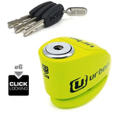 Bloque Disque Moto avec Alarme - Urban 6 mm Jaune Fluo - Le Pratique du Motard