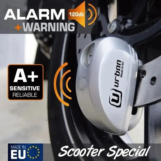 Bloque Disque ø6 mm avec ALARME et AVERTISSEUR métal brossé - Le Pratique du Motard