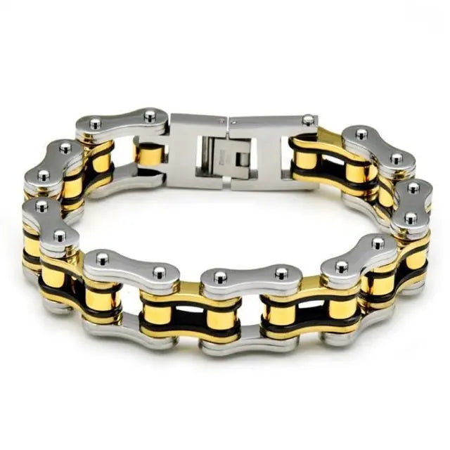 Bracelet chaine de moto - Argent et OR Le Pratique du Motard