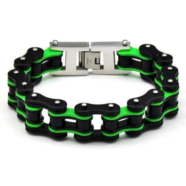 Bracelet chaine moto - Noir et Vert Le Pratique du Motard