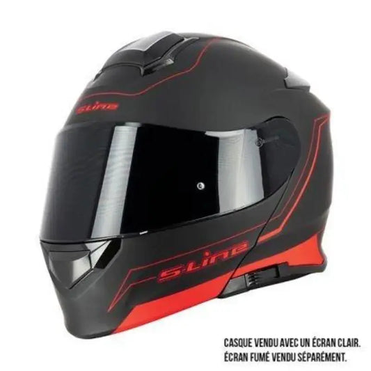 Casque Modulable Double écran Noir et Rouge MAT | SLine550 - Le Pratique du Motard