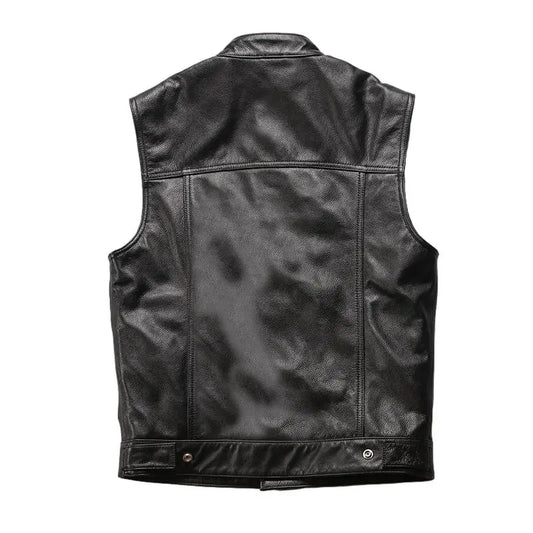 Gilet de motard | Cuir Marron Perforé | Fait main Gilet de motard | Cuir Marron Perforé | Fait main