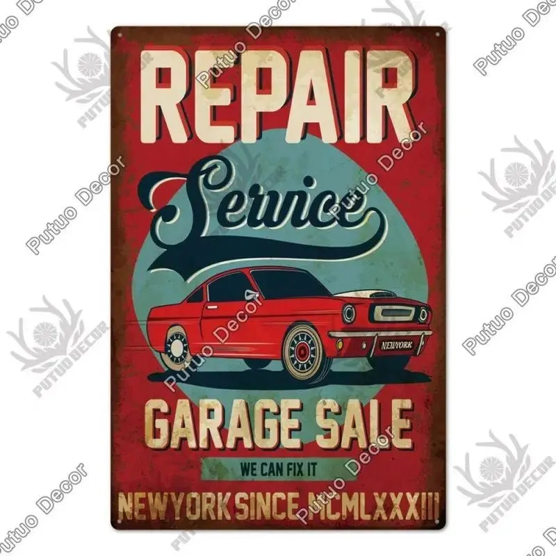 Plaque décorative métallique Garage - Le Pratique du Motard