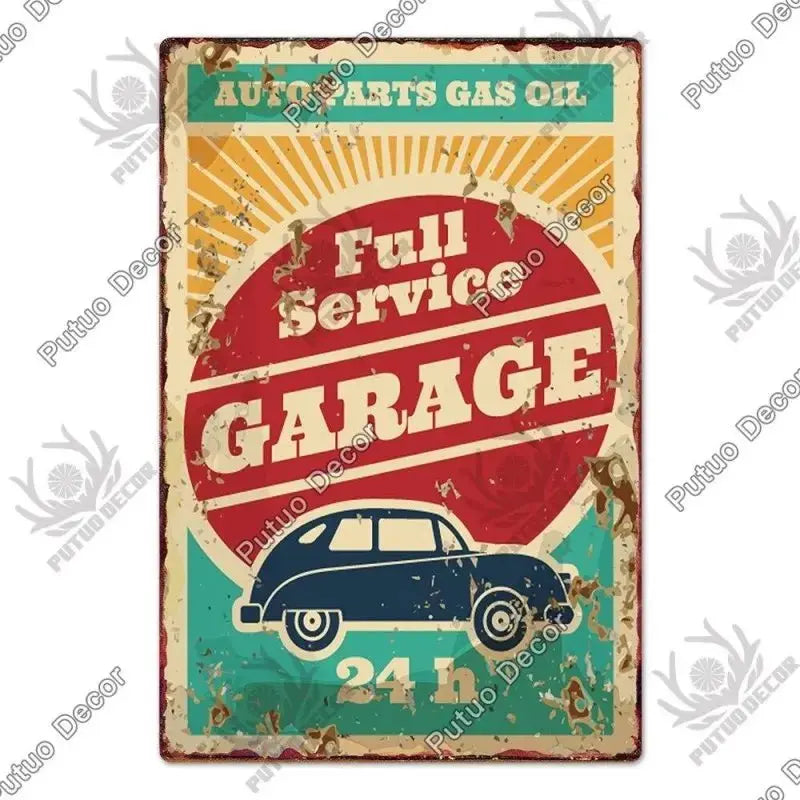 Plaque décorative métallique Garage - Le Pratique du Motard
