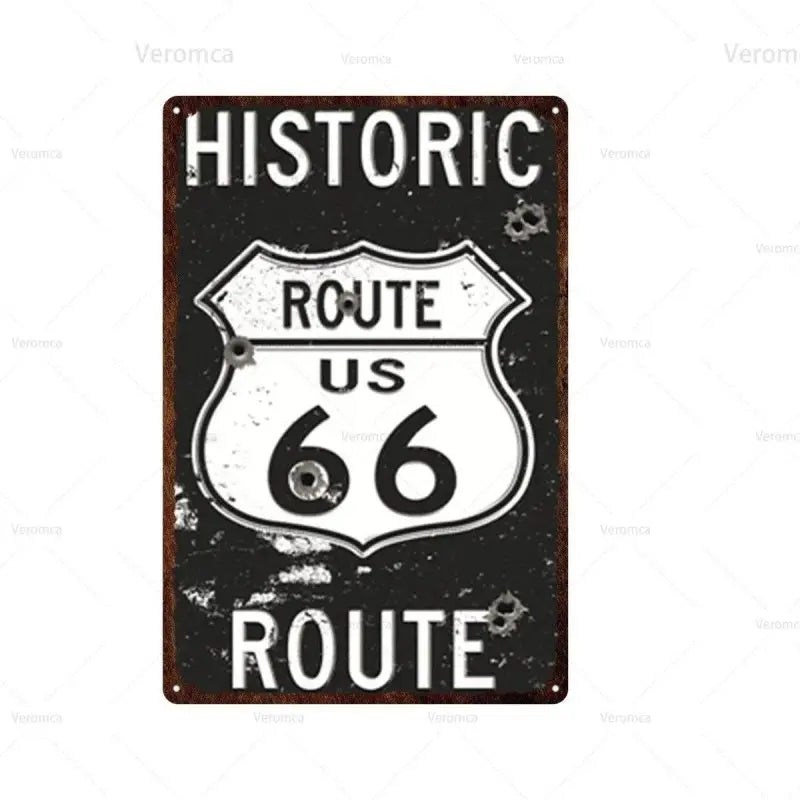 Plaque décorative métallique Route 66 - Le Pratique du Motard