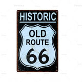 Plaque décorative métallique Route 66 - Le Pratique du Motard