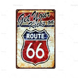 Plaque décorative métallique Route 66 - Le Pratique du Motard