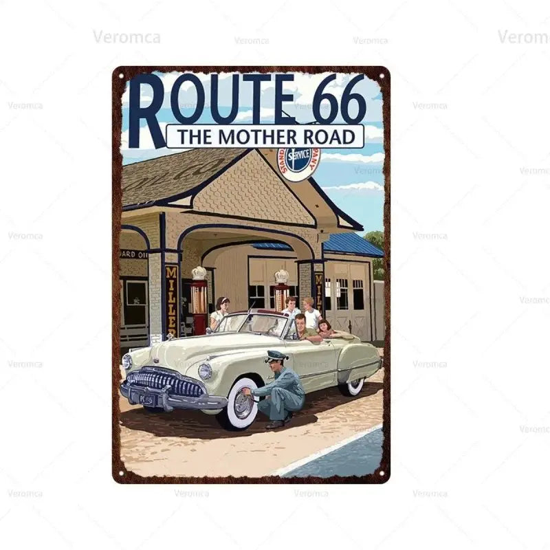 Plaque décorative métallique Route 66 - Le Pratique du Motard