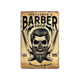 Plaque métallique décorative "BARBER SCHOOL" - Le Pratique du Motard