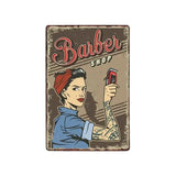 Plaque métallique décorative "BARBER SCHOOL" - Le Pratique du Motard