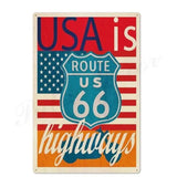 Plaque métallique décorative ROUTE66 - Le Pratique du Motard