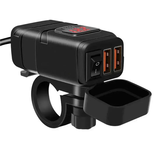 Prise USB moto Fast Charge + Voltmeter - Le Pratique du Motard