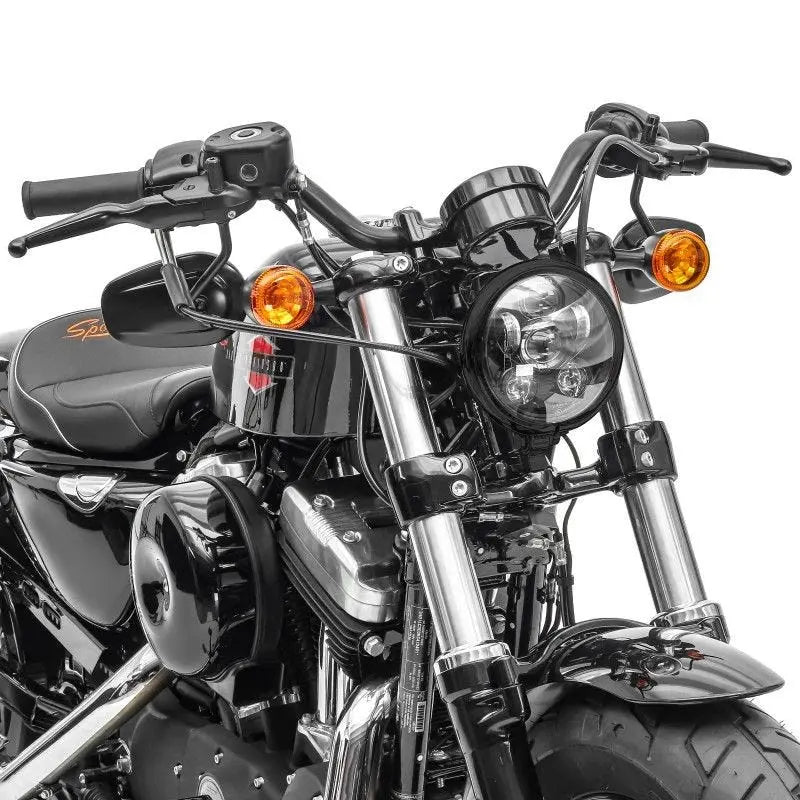 Projecteur LED moto 5,75 pouces avec Adaptateur H4-H13 compatible avec Harley Davidson  noir Le Pratique du Motard