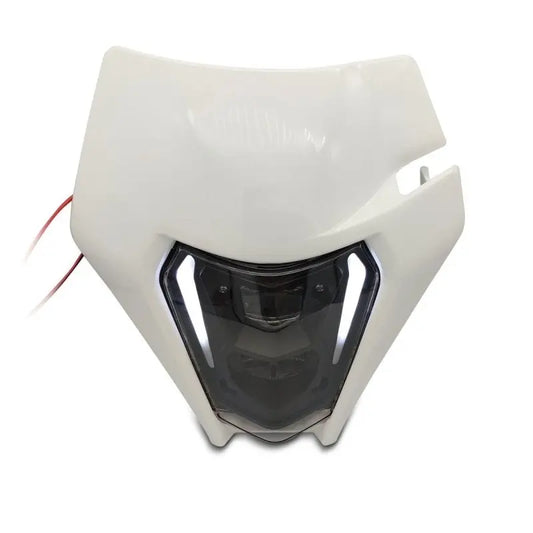 Projecteur LED moto + plaque Enduro Offroad  blanc Le Pratique du Motard