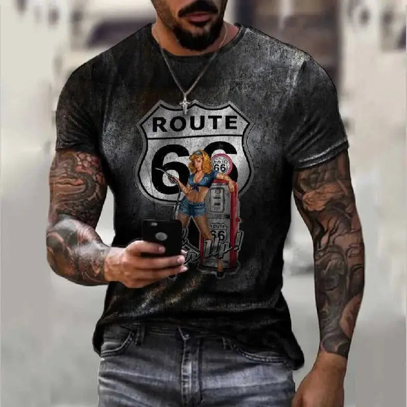 T-shirt homme Pin Up - Route 66 - Le Pratique du Motard