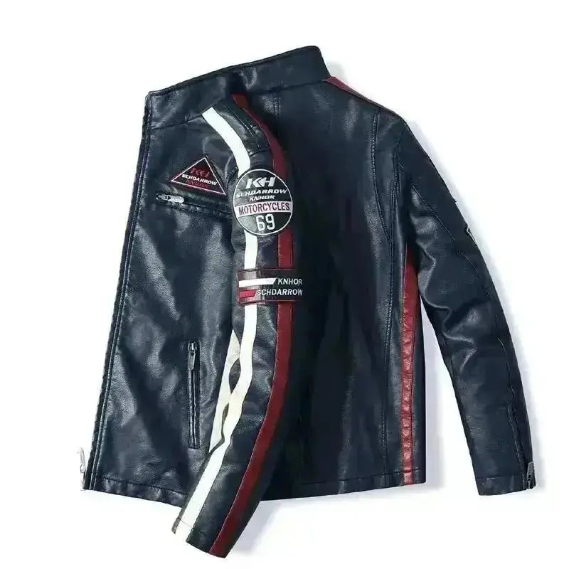 Veste cuir biker vintage - Speed RACE Bleu - Le Pratique du Motard