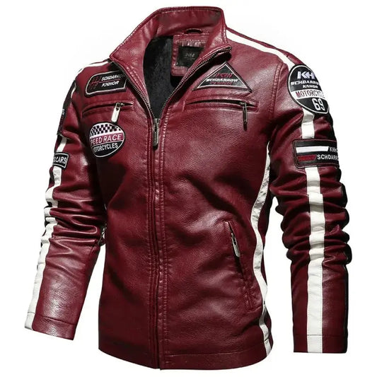 Blouson moto cuir vintage rouge - Speed RACE Le Pratique du Motard