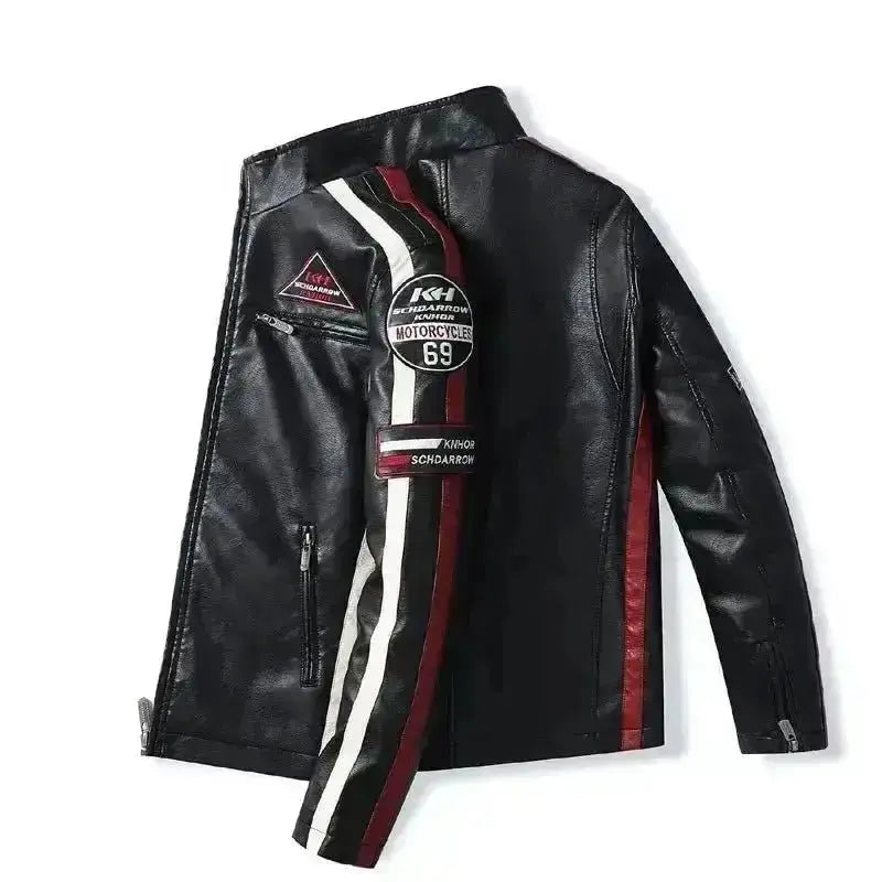 Veste cuir biker vintage - Speed RACE Noir - Le Pratique du Motard