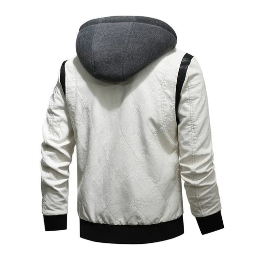 Veste en Cuir avec Capuche - Blanc Le Pratique du Motard